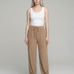 Beige ZABBY wide-leg pants