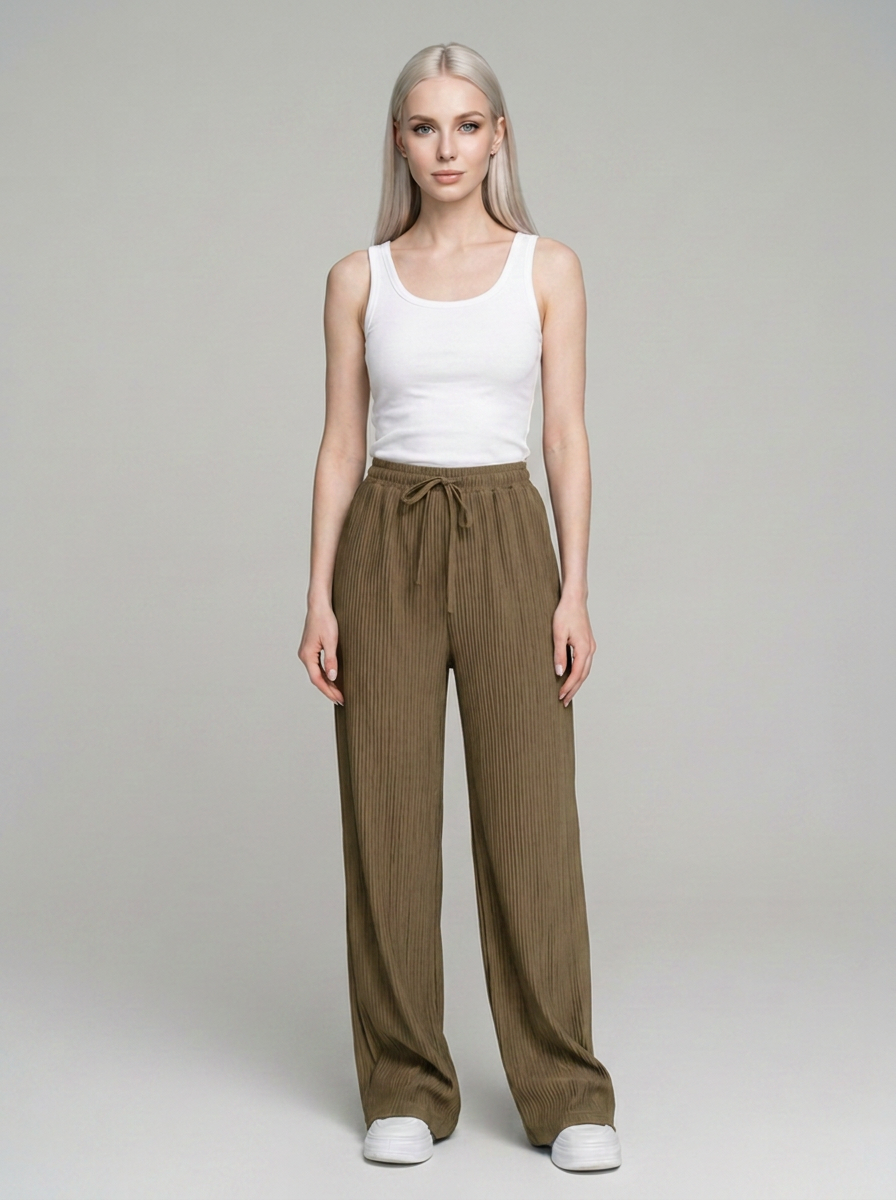 Khaki ZABBY wide-leg pants