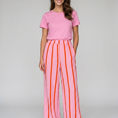 Pink CHARO striped wide-leg lounge trousers
