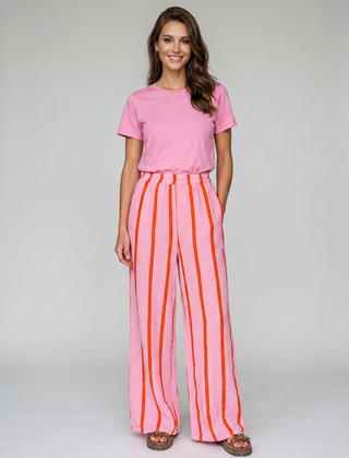 Pink CHARO striped wide-leg lounge trousers