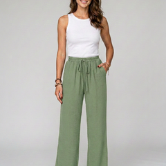 Light Green NIKU wide-leg drawstring pants