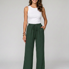 Dark Green NIKU wide-leg drawstring pants
