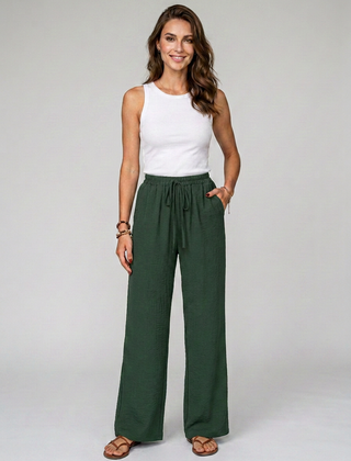 Dark Green NIKU wide-leg drawstring pants