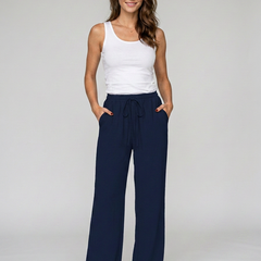 Navy Blue NIKU wide-leg drawstring pants
