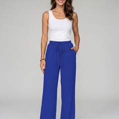 Blue NIKU wide-leg drawstring pants