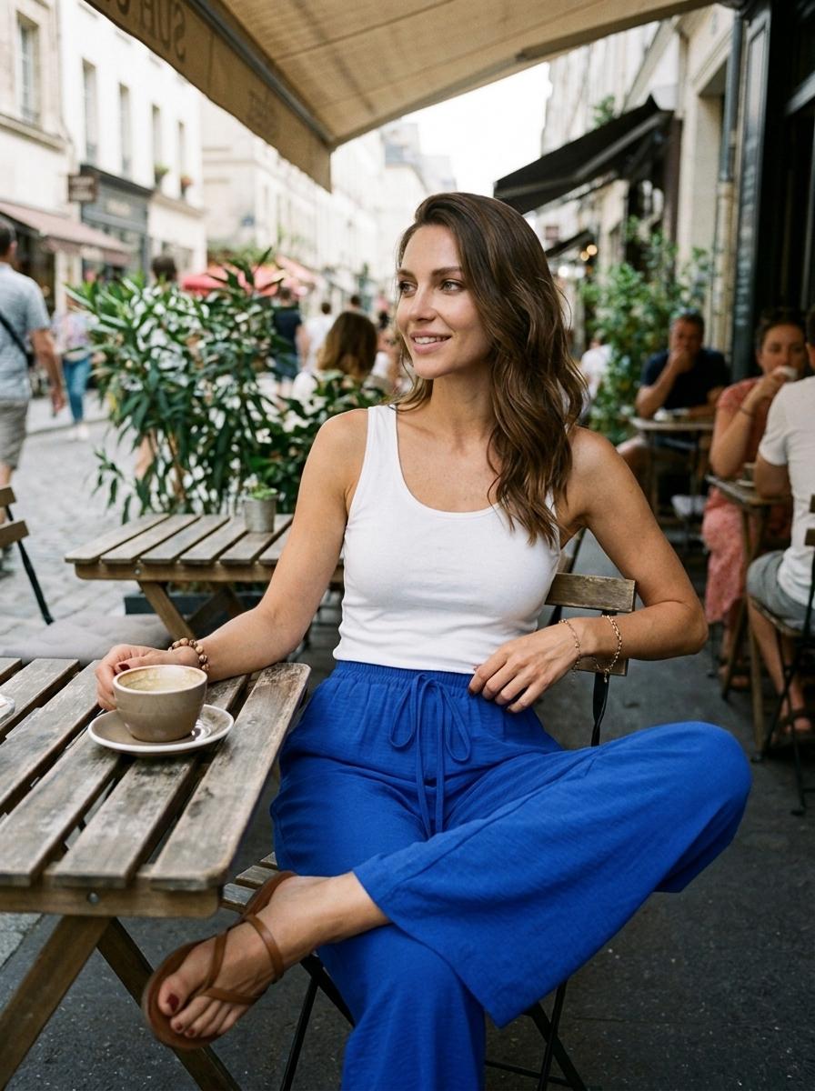 NIKU - Casual Wide Leg Drawstring Pants