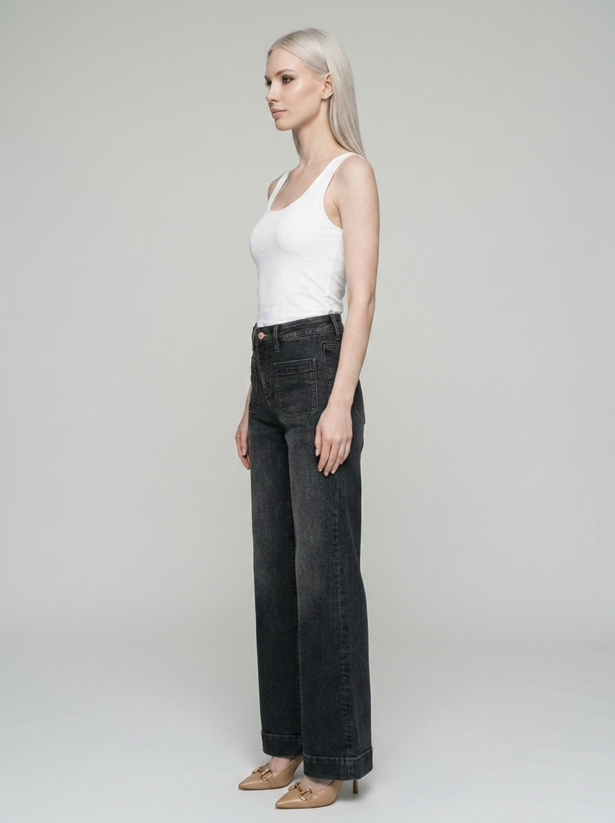 LOVIA Classic Retro Slim Fit High Waist Jeans in Black