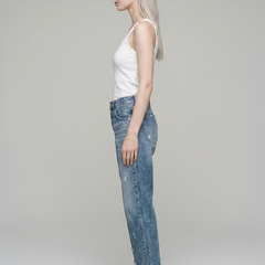 ANASTASIA Retro Straight Leg Jeans in Medium Blue