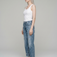 ANASTASIA Retro Straight Leg Jeans in Vintage Blue