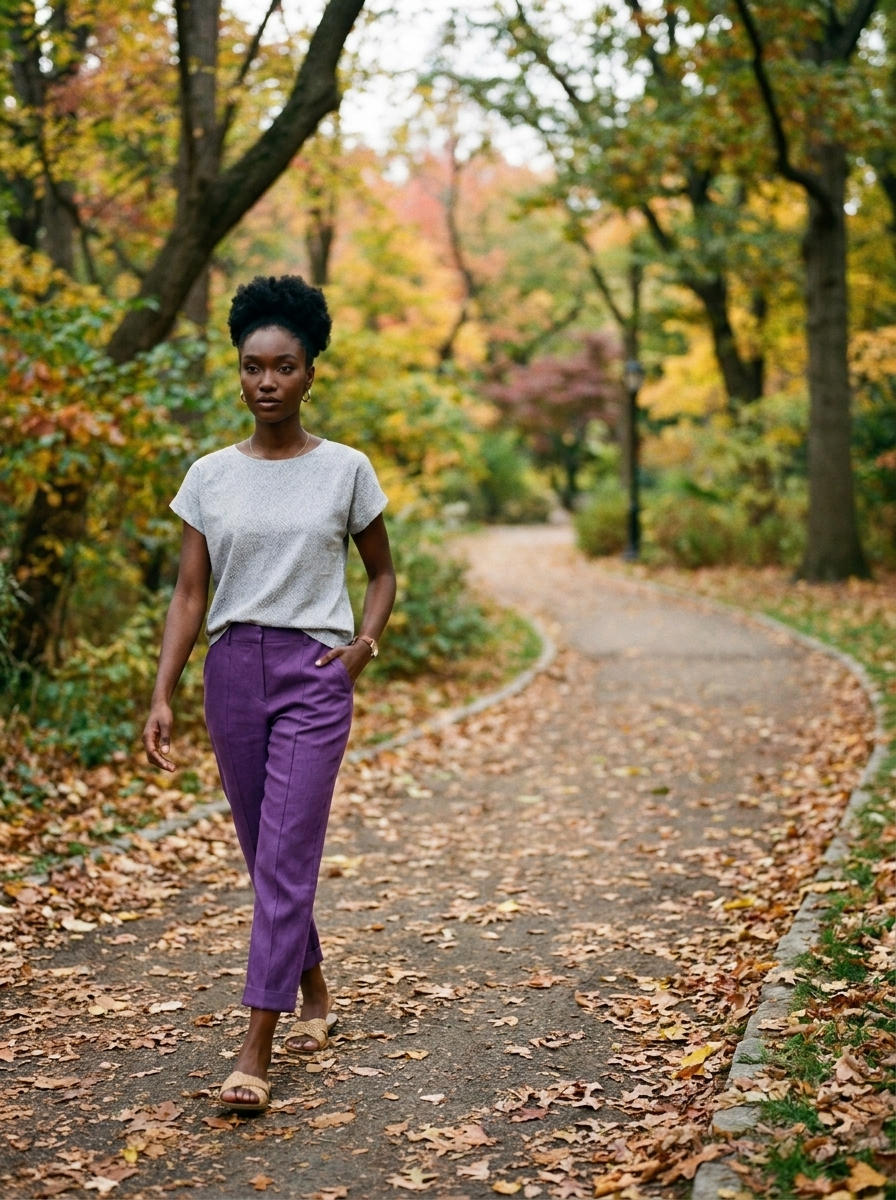 AURELIA | Effortless Casual Trousers - Purple - Lifestyle photo