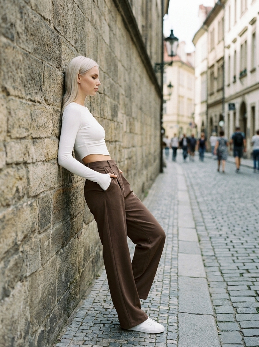 CHARMIE - Casual High Waist Straight Leg Pants