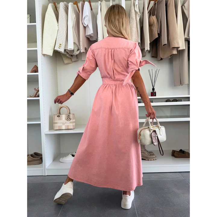 MELY – Elegant V-Neck Midi Dress